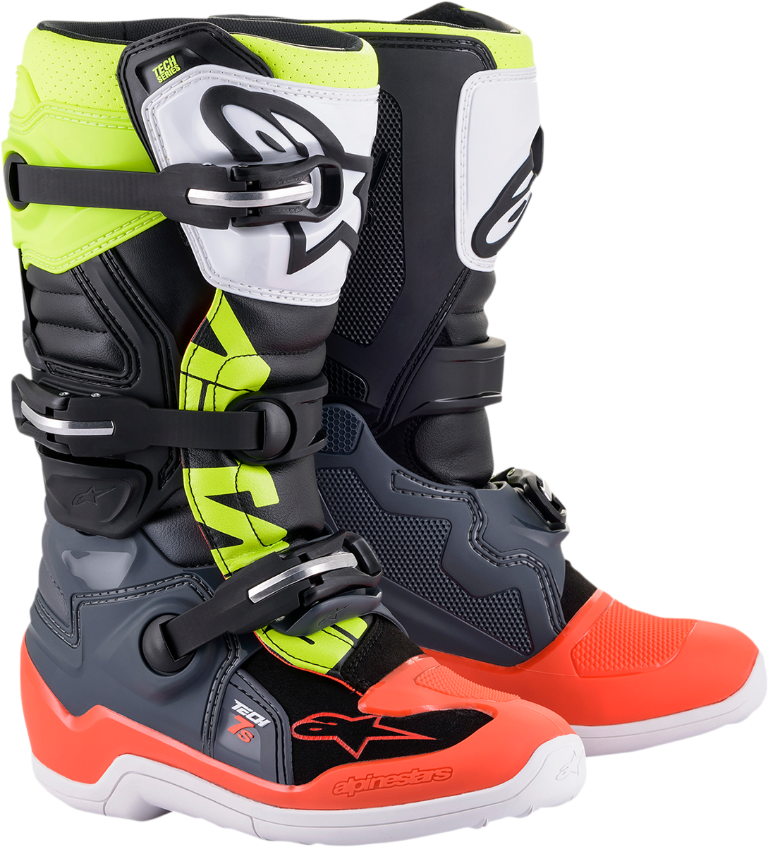 Alpinestars - Youth Tech 7S Boots - Black/Gray/Red/White/Yellow