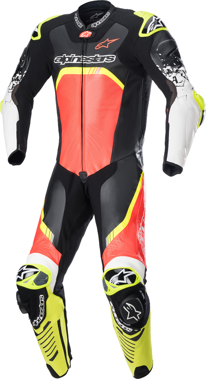 Alpinestars - GP Tech v4 Leather Suit - Black/Red/Yellow Fluorescent