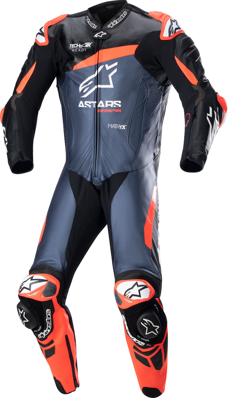 Alpinestars - GP Plus v4 Leather Suit - Black/Red Fluo/Dark Blue Alpinestars - GP Plus v4 Leather Suit - Black/Red Fluo/Dark Blue