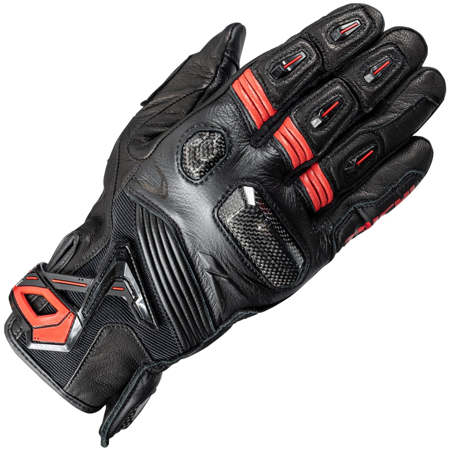 RS Taichi - RAPTOR LEATHER GLOVE BLACK/RED RST441