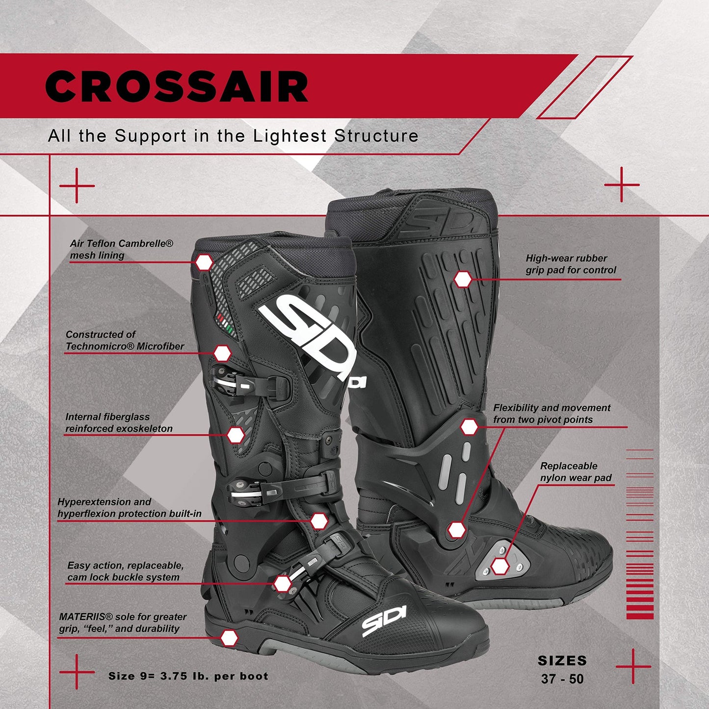 Sidi - Crossair Boot - BLACK/RED
