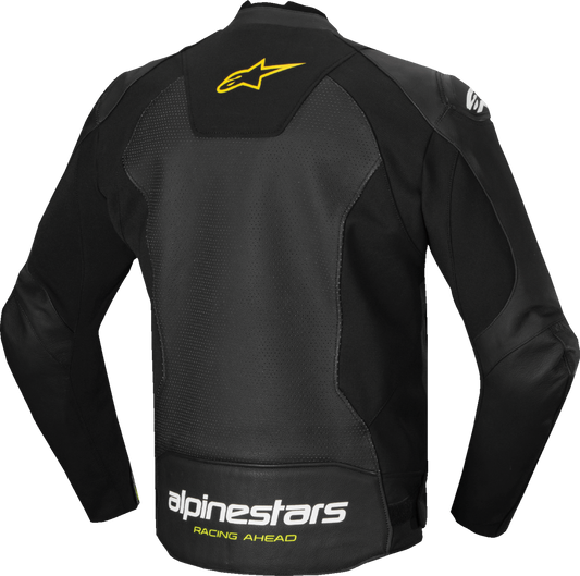 Alpinestars - Faster v3 Airflow Leather Jacket - Black/White/Yellow Fluo