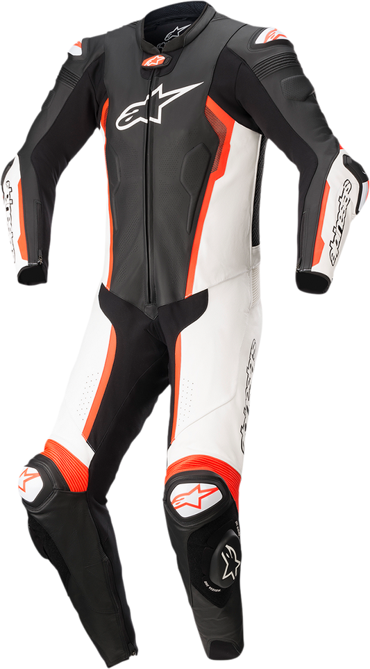 Alpinestars - Missile v2 - 1-Piece Leather Suit - Black/White/Red Fluo