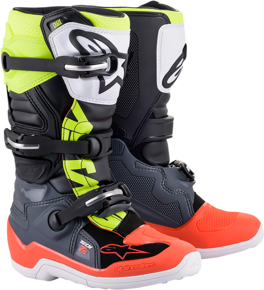 Alpinestars - Youth Tech 7S Boots - Black/Gray/Red/White/Yellow