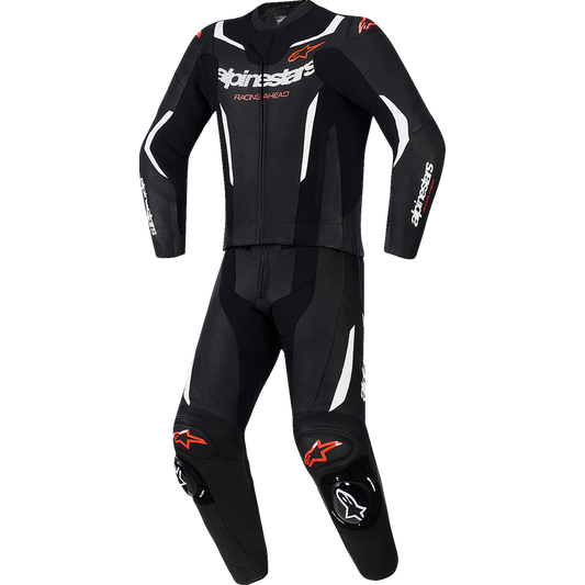 Alpinestars - GP Force v2 2-Piece Leather Suit - Black/White/Red Fluo