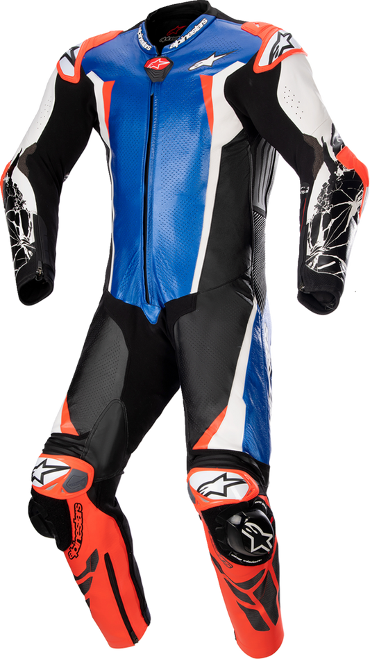 Alpinestars - Racing Absolute v2 1-Piece Leather Suit - Metallic Blue/Black/White/Red Fluo