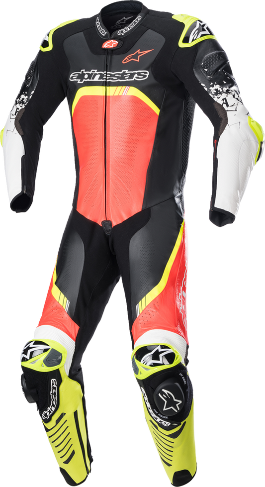 Alpinestars - GP Tech v4 Leather Suit - Black/Red/Yellow Fluorescent