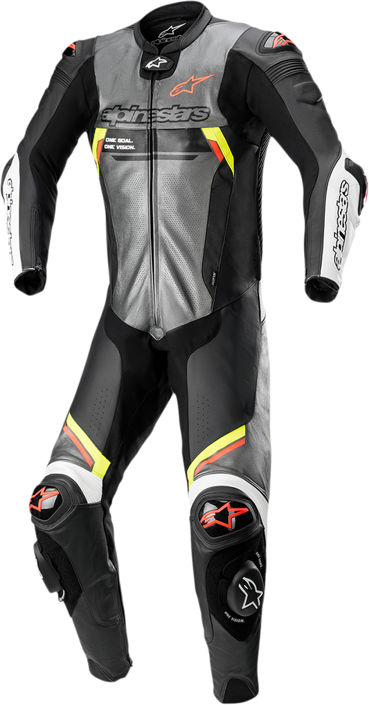 Alpinestars - Missile Ignition v2 1-Piece Leather Suit - Metallic Gray/Black/Yellow/Red Fluo