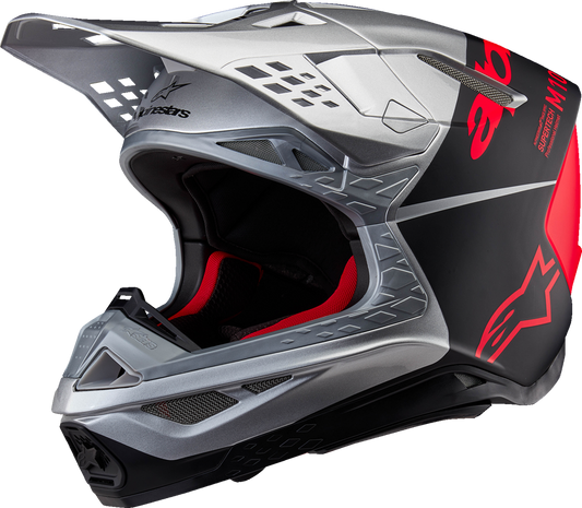 Alpinestars - Supertech M10 Helmet - Flood - MIPS® - Gloss Silver/Black/Orange Fluo