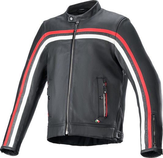 Alpinestars - Dyno Leather Jacket - Black/Ruby Red/Ecru