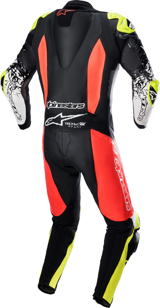 Alpinestars - GP Tech v4 Leather Suit - Black/Red/Yellow Fluorescent