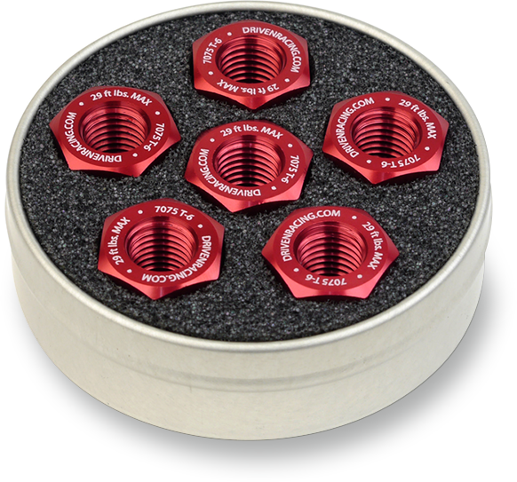 Driven Racing - DSN6RD - Sprocket Nuts - 6-Bolt Hub - Red - M10 x 1.0