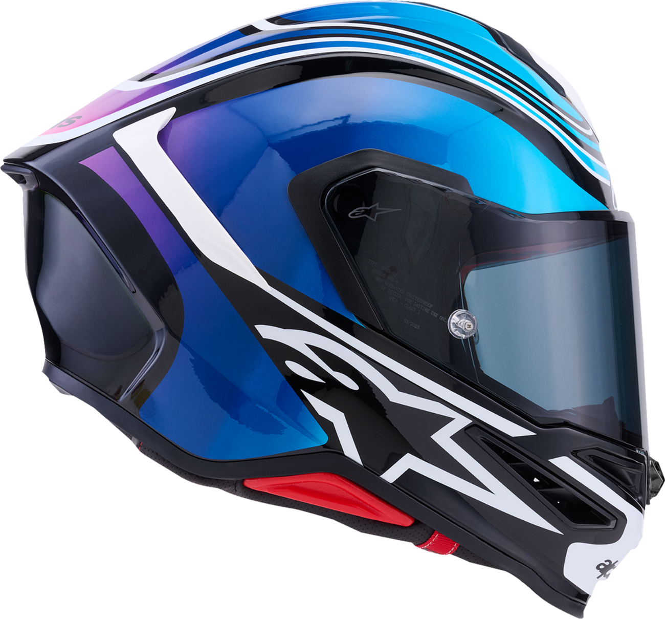 Alpinestars - Supertech R7 Helmet - Zeal - 22.06 - Gloss Black/Blue/Pink Fluo/White