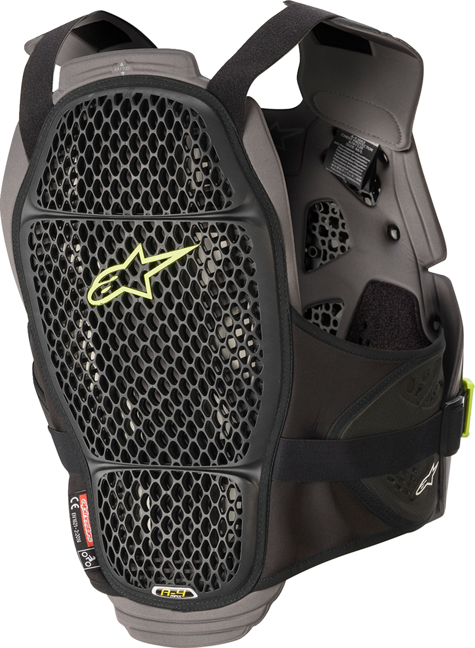 Alpinestars - A-4 Max Chest Guard - Black/Anthracite/Yellow Fluo