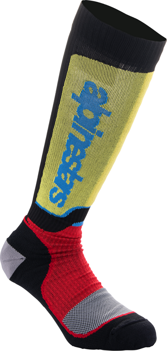 Alpinestars - Youth MX Plus Socks - Black/White/Yellow/Blue