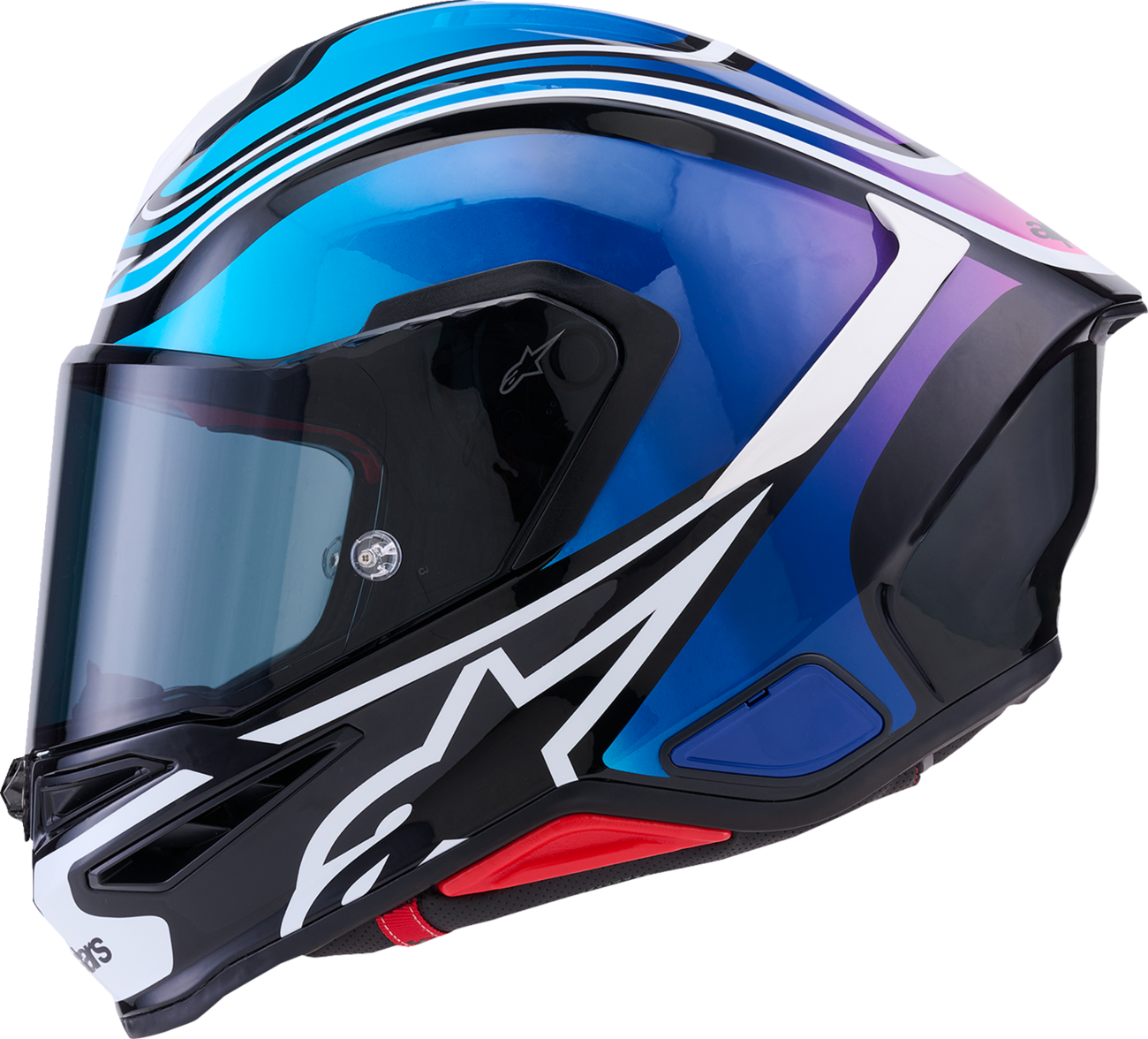Alpinestars - Supertech R7 Helmet - Zeal - 22.06 - Gloss Black/Blue/Pink Fluo/White