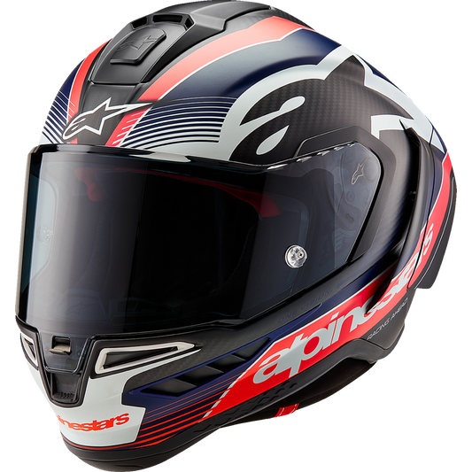 Alpinestars - Supertech R10 Helmet - Team - Matte Black/Carbon Red Fluo/Blue
