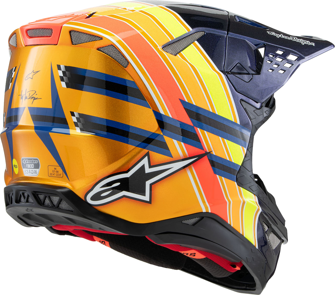 Alpinestars - Supertech M10 Helmet - TLD Edition 25 - MIPS® - Gloss Dark Blue/Orange/Yellow/Fluo Red