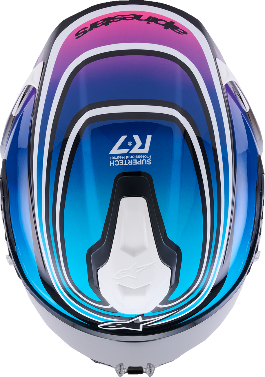 Alpinestars - Supertech R7 Helmet - Zeal - 22.06 - Gloss Black/Blue/Pink Fluo/White