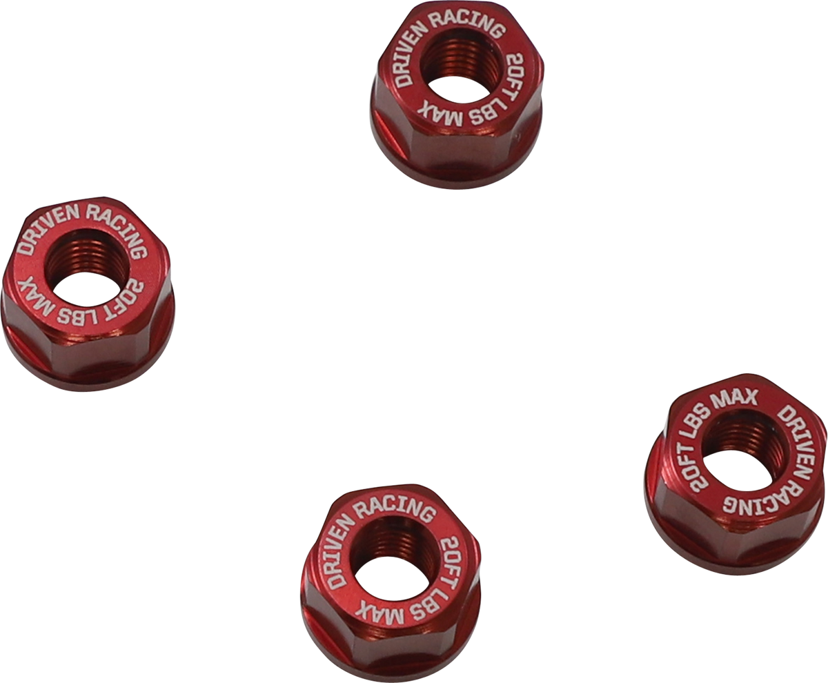 Driven Racing - DSN-02-RD - Sprocket Nuts - 4-Bolt Hub - Red - M8 x 1.25