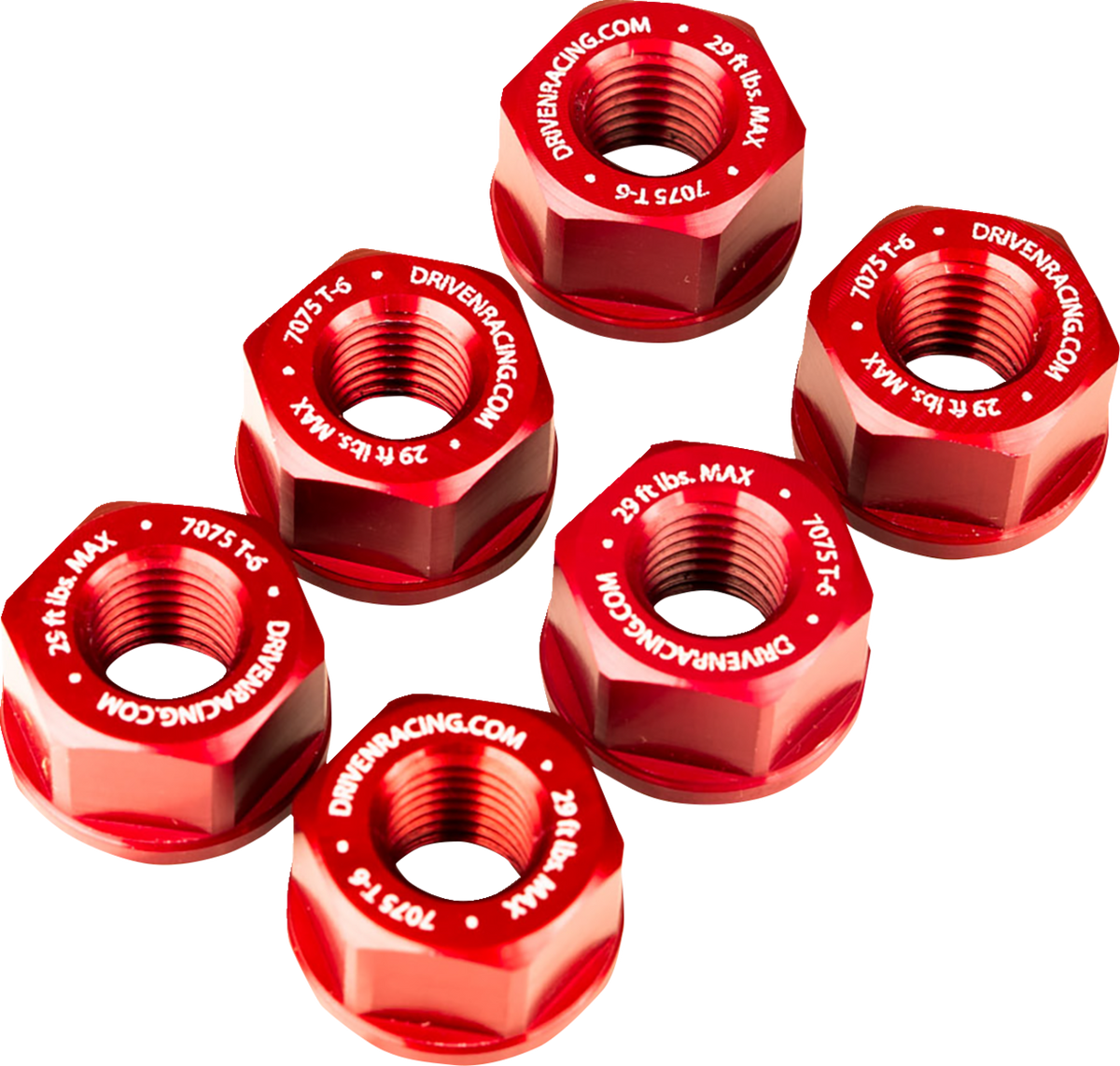 Driven Racing - DSN6RD - Sprocket Nuts - 6-Bolt Hub - Red - M10 x 1.0