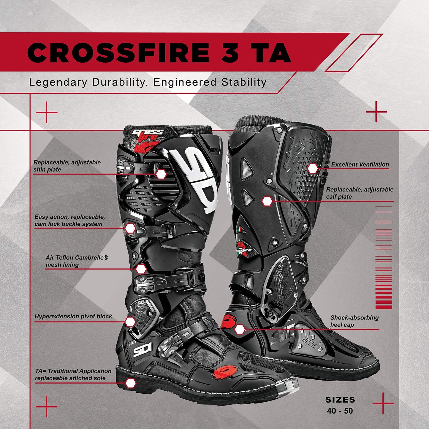 Sidi - Crossfire 3 TA Boot - RED/BLACK