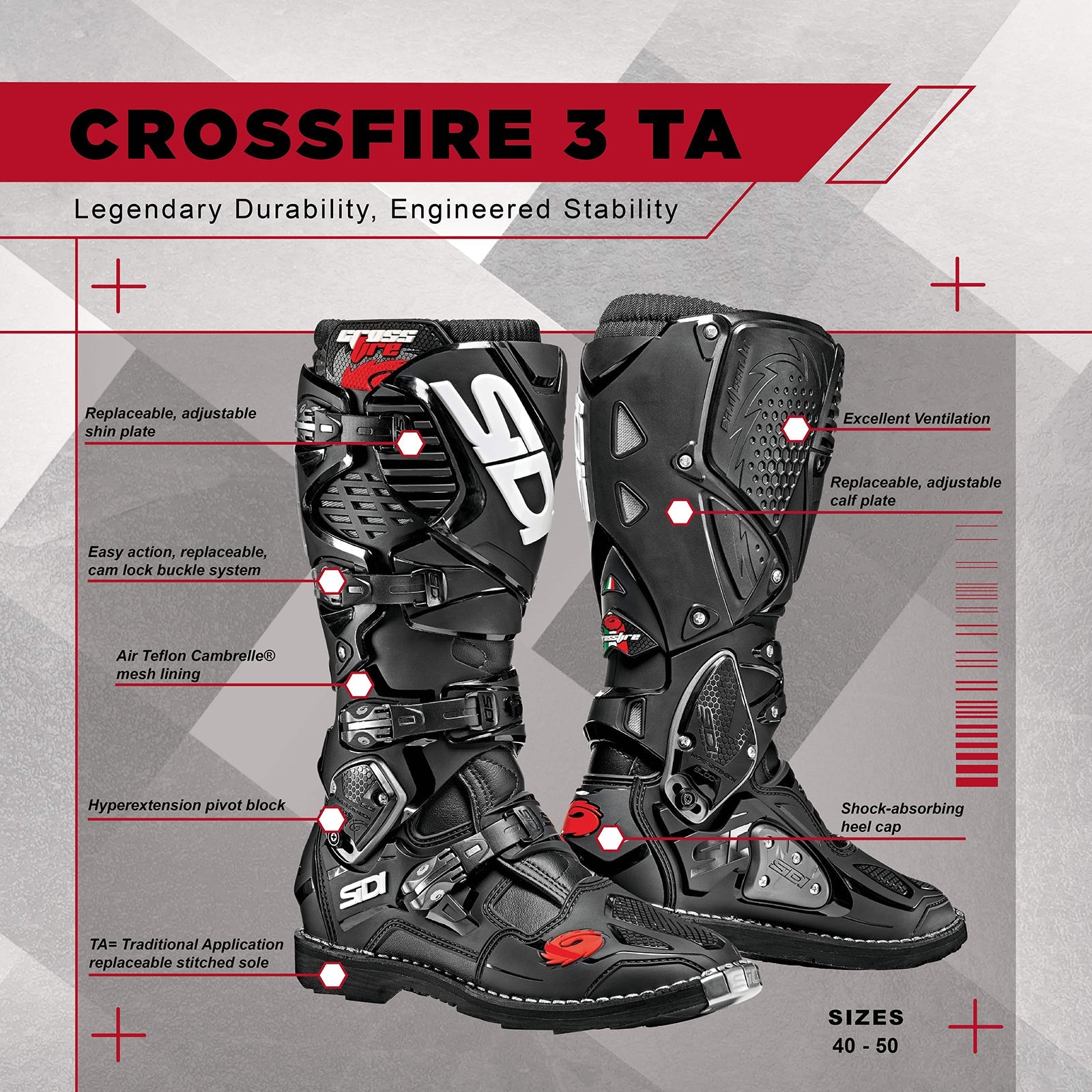 Sidi Crossfire TA Boot RED/BLACK – trackaddix